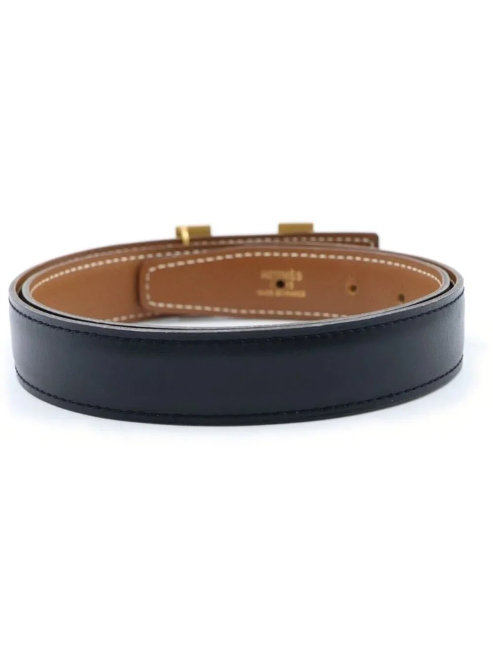 Hermes Constance Belt Box Calf Leather Gold Black